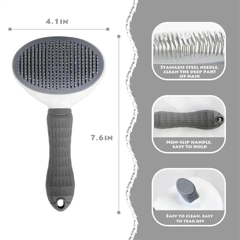 Pet Grooming Comb: Self-Cleaning Brush for Cats and Dogs, Perfect for Grooming and Care