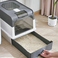 Portable Foldable Cat Litter Tray with Splash Guard Plastic